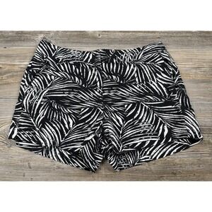 Saint Tropez West Women's Shorts Sz 6 Black White Tropical Print Linen Rayon
